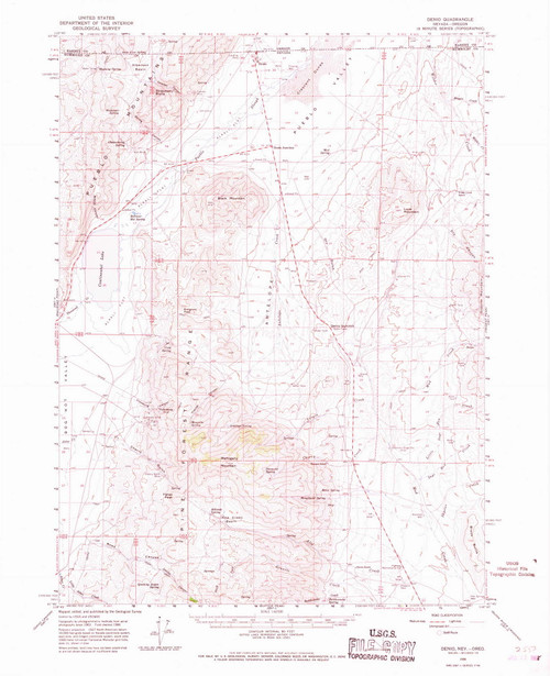 Denio, Nevada 1966 (1968) USGS Old Topo Map Reprint 15x15 OR Quad 320841
