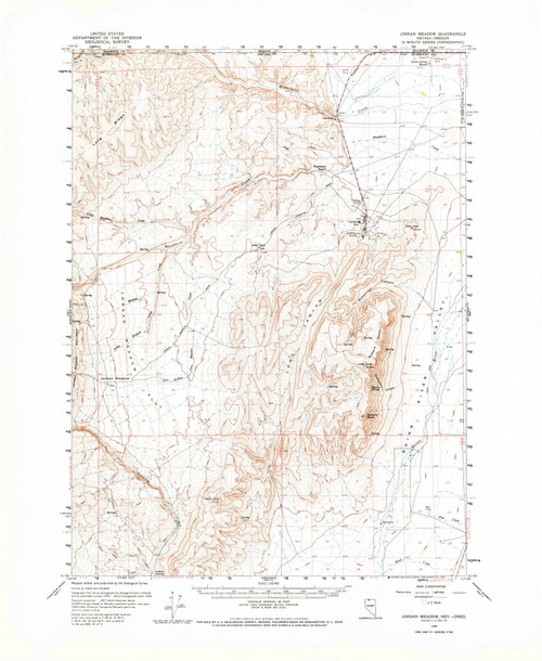Jordan Meadow, Nevada 1959 (1973) USGS Old Topo Map Reprint 15x15 OR Quad 321024