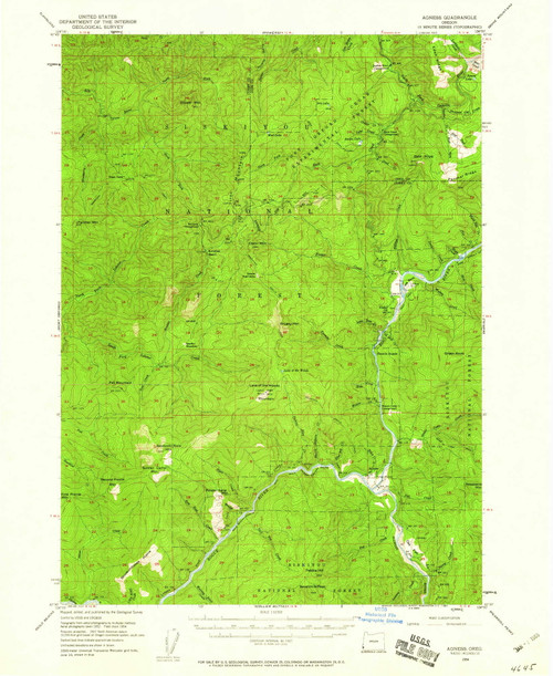 Agness, Oregon 1954 (1960) USGS Old Topo Map Reprint 15x15 OR Quad 282207