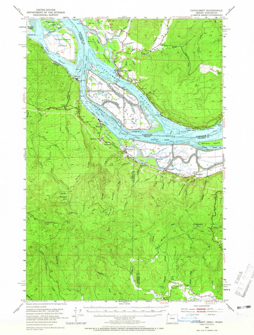 Cathlamet, Washington 1953 (1965) USGS Old Topo Map Reprint 15x15 OR Quad 282321