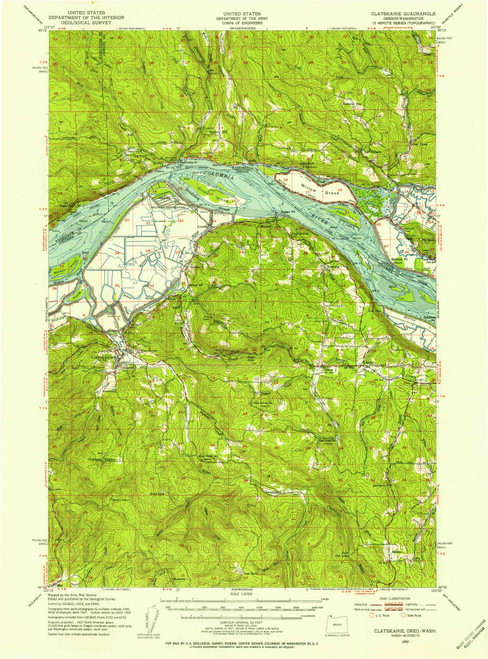 Clatskanie, Oregon 1952 (1954) USGS Old Topo Map Reprint 15x15 OR Quad 282343