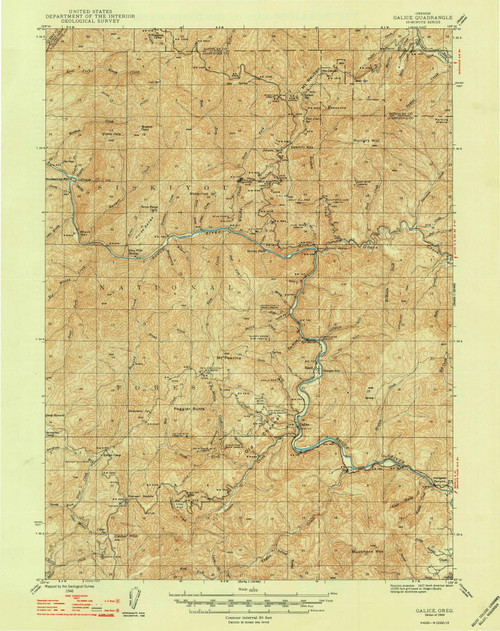 Galice, Oregon 1948 () USGS Old Topo Map Reprint 15x15 OR Quad 282514