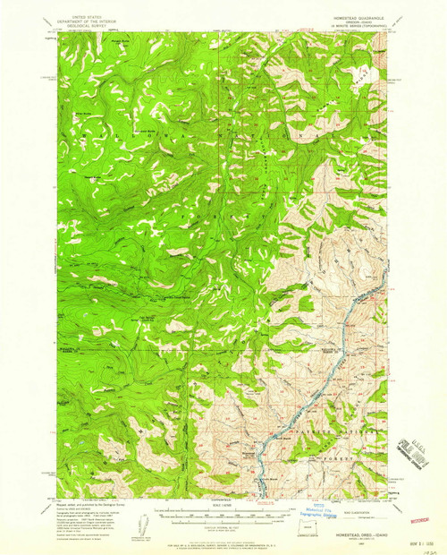 Homestead, Oregon 1957 (1958) USGS Old Topo Map Reprint 15x15 OR Quad 282588