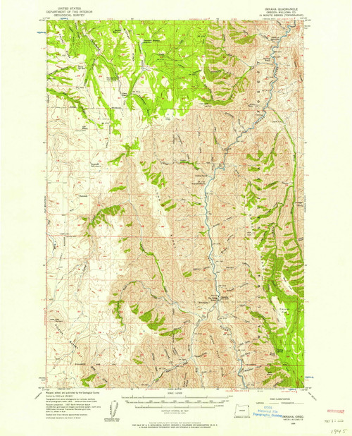Imnaha, Oregon 1954 (1958) USGS Old Topo Map Reprint 15x15 OR Quad 282603