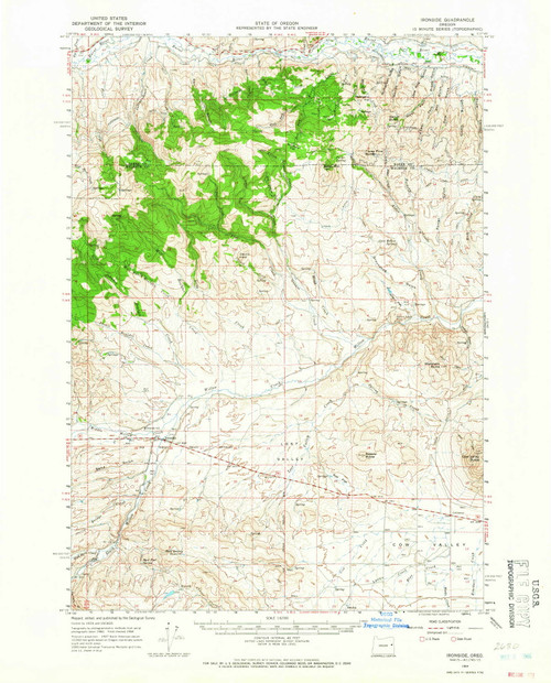 Ironside, Oregon 1964 (1966) USGS Old Topo Map Reprint 15x15 OR Quad 282605