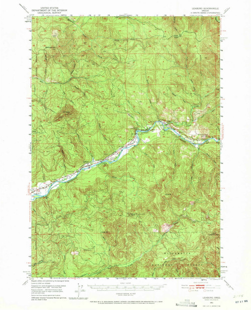 Leaburg, Oregon 1951 (1972) USGS Old Topo Map Reprint 15x15 OR Quad 282647