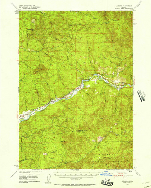 Leaburg, Oregon 1951 (1958) USGS Old Topo Map Reprint 15x15 OR Quad 282648