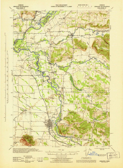 Lebanon, Oregon 1944 () USGS Old Topo Map Reprint 15x15 OR Quad 282653