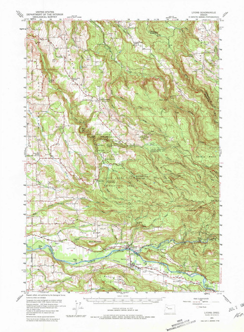 Lyons, Oregon 1951 (1981) USGS Old Topo Map Reprint 15x15 OR Quad 282675