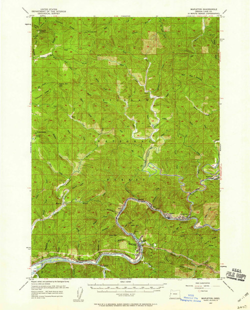 Mapleton, Oregon 1957 (1959) USGS Old Topo Map Reprint 15x15 OR Quad 282685