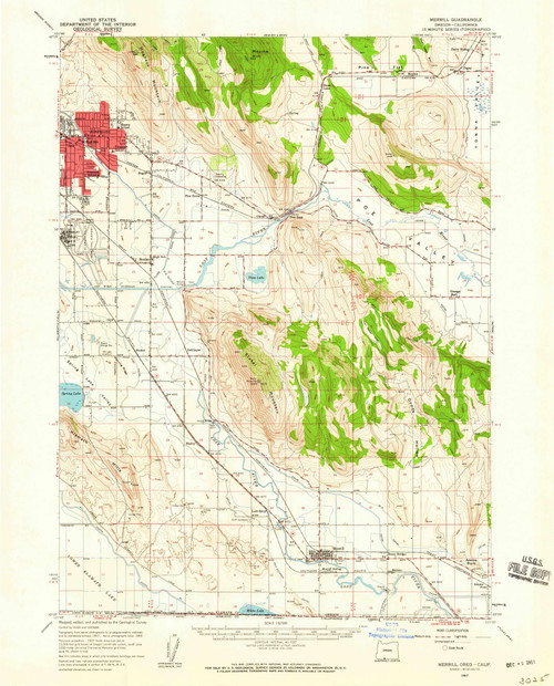 Merrill, Oregon 1957 (1959) USGS Old Topo Map Reprint 15x15 OR Quad 282709