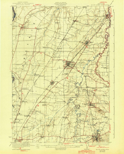 Mount Angel, Oregon 1923 (1943) USGS Old Topo Map Reprint 15x15 OR Quad 282739