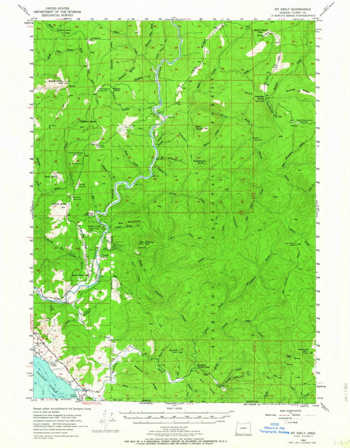 Mt. Emily, Oregon 1954 (1964) USGS Old Topo Map Reprint 15x15 OR Quad 282744