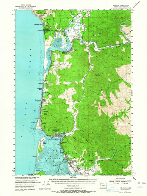 Nehalem, Oregon 1955 (1964) USGS Old Topo Map Reprint 15x15 OR Quad 282758
