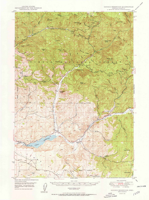 Ochoco Reservoir, Oregon 1950 () USGS Old Topo Map Reprint 15x15 OR Quad 282766
