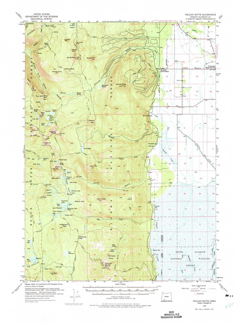 Pelican Butte, Oregon 1955 (1963) USGS Old Topo Map Reprint 15x15 OR Quad 282783