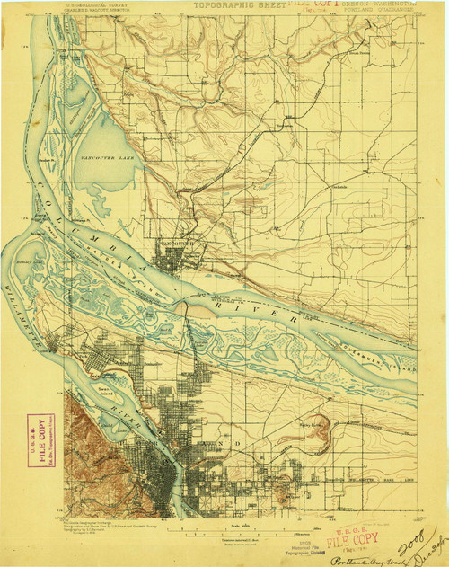 Portland, Oregon 1897 () USGS Old Topo Map Reprint 15x15 OR Quad 282792