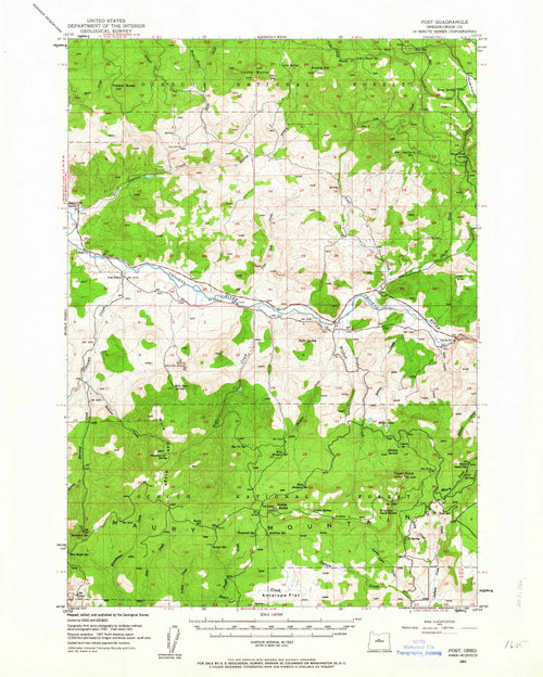 Post, Oregon 1951 (1964) USGS Old Topo Map Reprint 15x15 OR Quad 282804
