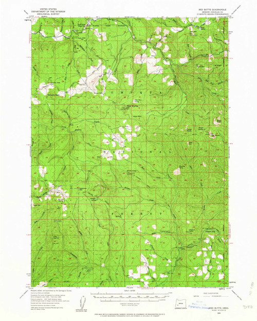 Red Butte, Oregon 1955 (1963) USGS Old Topo Map Reprint 15x15 OR Quad 282825
