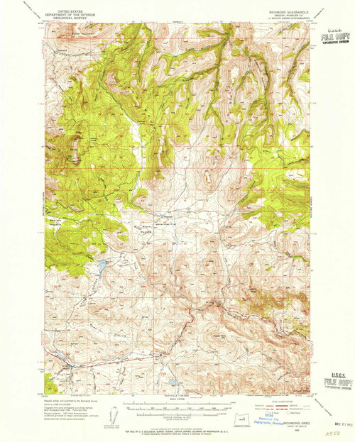 Richmond, Oregon 1953 (1955) USGS Old Topo Map Reprint 15x15 OR Quad 282835