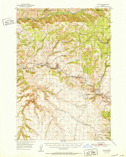 Ritter, Oregon 1952 (1952) USGS Old Topo Map Reprint 15x15 OR Quad 282839