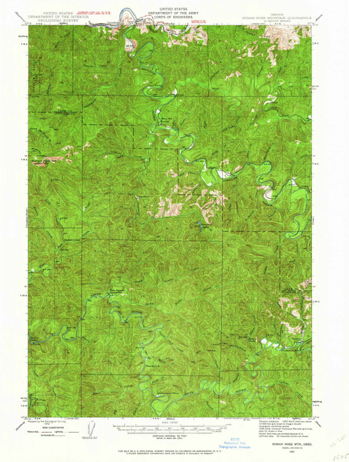 Roman Nose Mtn, Oregon 1942 (1962) USGS Old Topo Map Reprint 15x15 OR Quad 282843