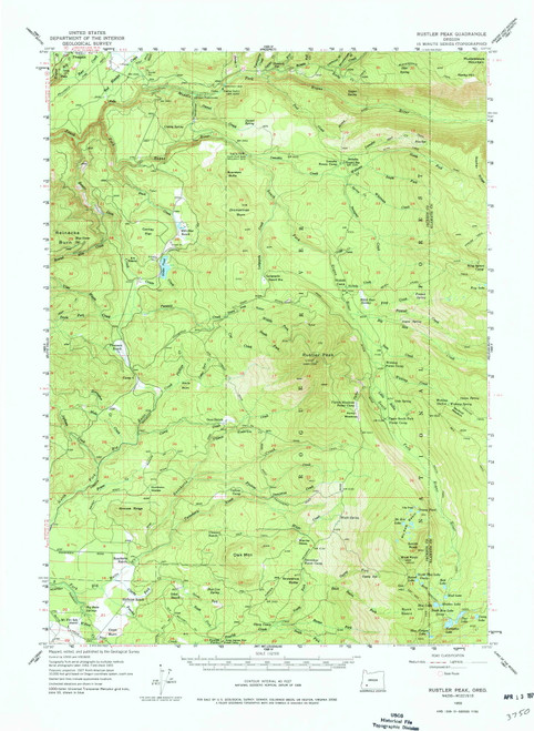 Rustler Peak, Oregon 1955 (1977) USGS Old Topo Map Reprint 15x15 OR Quad 282853
