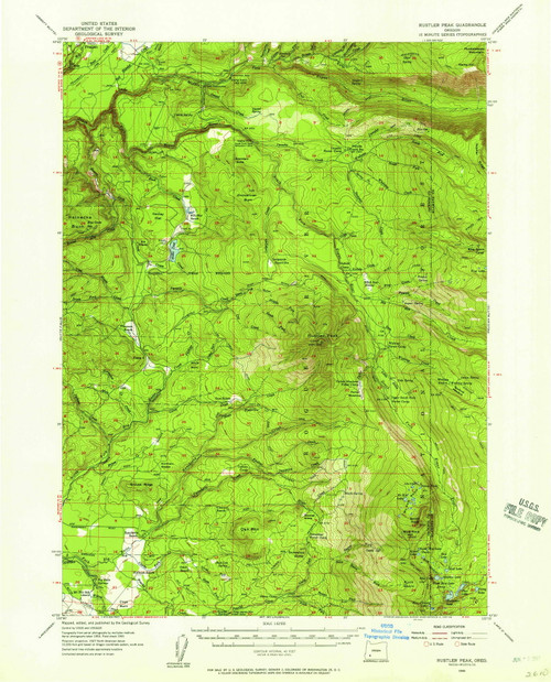 Rustler Peak, Oregon 1955 (1961) USGS Old Topo Map Reprint 15x15 OR Quad 282855