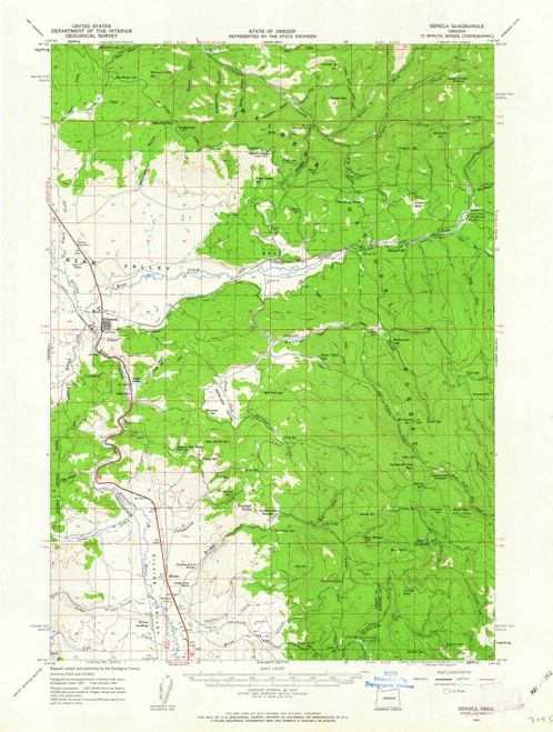 Seneca, Oregon 1961 (1963) USGS Old Topo Map Reprint 15x15 OR Quad 282879