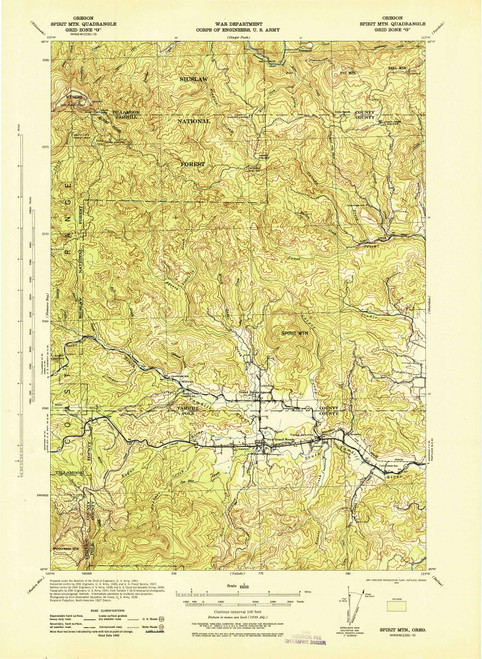 Spirit Mtn, Oregon 1942 () USGS Old Topo Map Reprint 15x15 OR Quad 282902