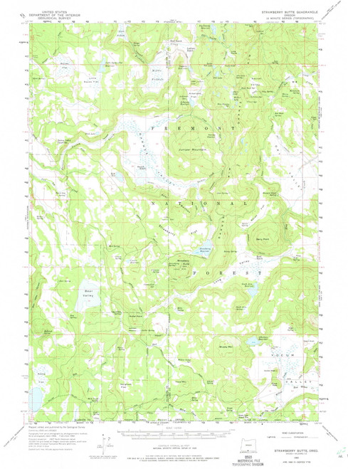 Strawberry Butte, Oregon 1960 (1975) USGS Old Topo Map Reprint 15x15 OR Quad 282915