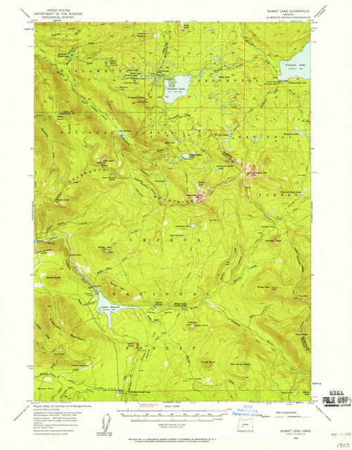 Summit Lake, Oregon 1956 (1958) USGS Old Topo Map Reprint 15x15 OR Quad 282919