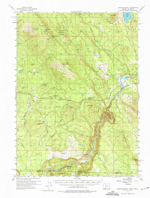 Surveyor Mtn, Oregon 1955 (1975) USGS Old Topo Map Reprint 15x15 OR Quad 282920