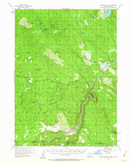 Surveyor Mtn, Oregon 1955 (1963) USGS Old Topo Map Reprint 15x15 OR Quad 282921