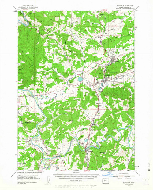 Sutherlin, Oregon 1954 (1963) USGS Old Topo Map Reprint 15x15 OR Quad 282926
