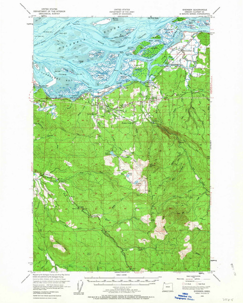 Svensen, Oregon 1955 (1963) USGS Old Topo Map Reprint 15x15 OR Quad 282930