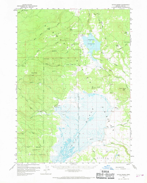 Sycan Marsh, Oregon 1960 (1969) USGS Old Topo Map Reprint 15x15 OR Quad 282938