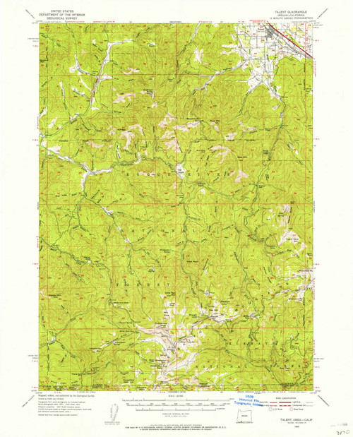 Talent, Oregon 1954 (1956) USGS Old Topo Map Reprint 15x15 OR Quad 282942
