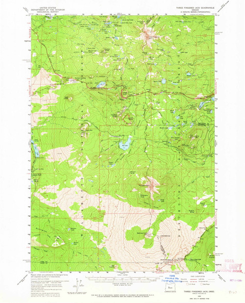 Three Fingered Jack, Oregon 1959 (1964) USGS Old Topo Map Reprint 15x15 OR Quad 282948