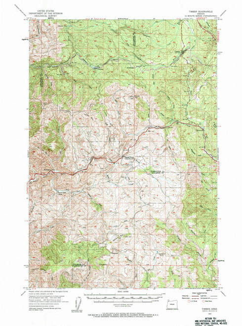 Timber, Oregon 1955 (1963) USGS Old Topo Map Reprint 15x15 OR Quad 282966