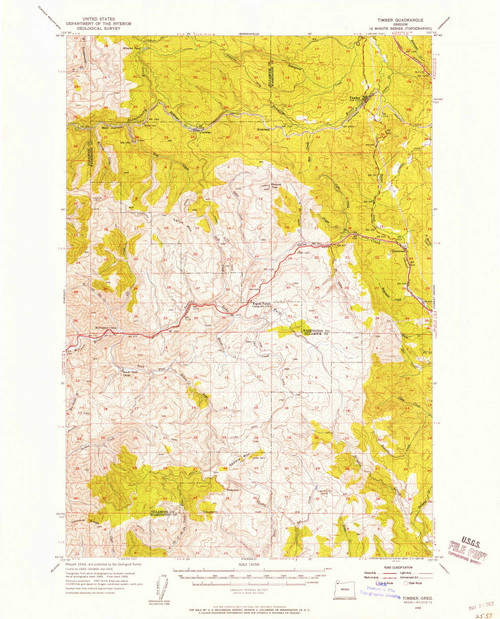 Timber, Oregon 1955 (1957) USGS Old Topo Map Reprint 15x15 OR Quad 282967