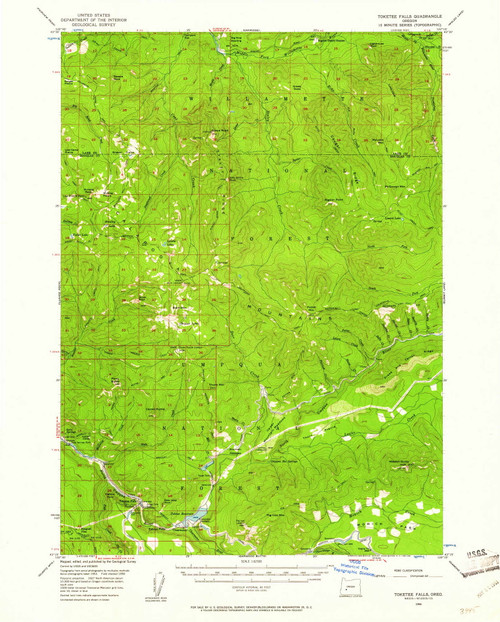 Toketee Falls, Oregon 1956 (1961) USGS Old Topo Map Reprint 15x15 OR Quad 282968