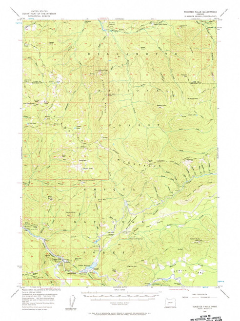 Toketee Falls, Oregon 1956 (1956) USGS Old Topo Map Reprint 15x15 OR Quad 282969