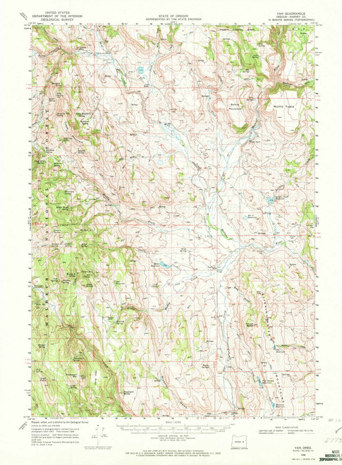 Van, Oregon 1968 (1972) USGS Old Topo Map Reprint 15x15 OR Quad 282993