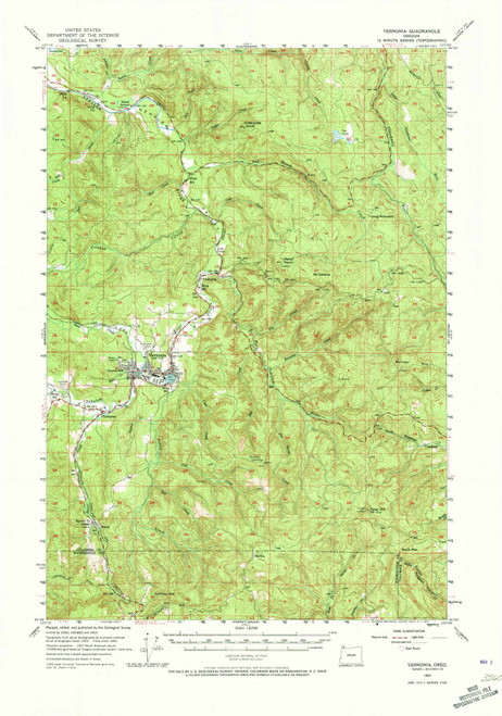Vernonia, Oregon 1955 (1957) USGS Old Topo Map Reprint 15x15 OR Quad 282996