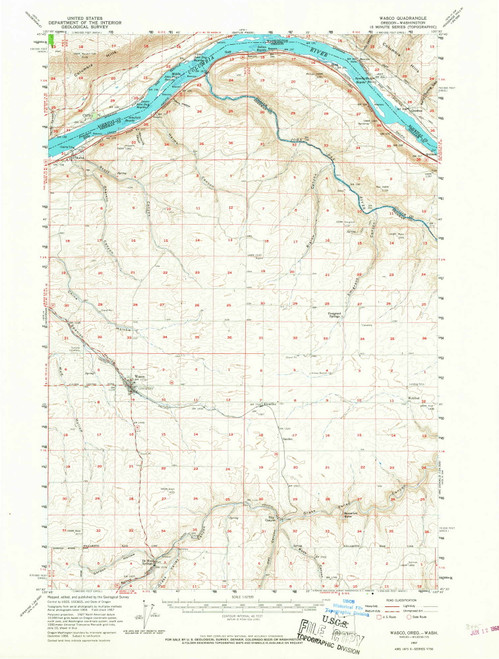 Wasco, Oregon 1957 (1968) USGS Old Topo Map Reprint 15x15 OR Quad 283009
