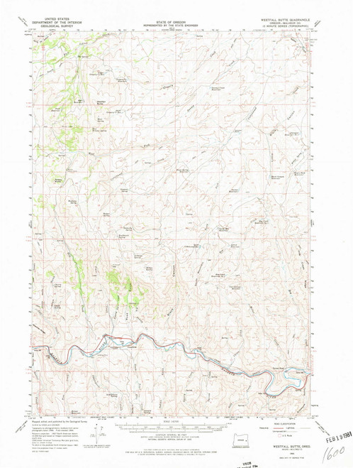 Westfall Butte, Oregon 1966 (1980) USGS Old Topo Map Reprint 15x15 OR Quad 283013