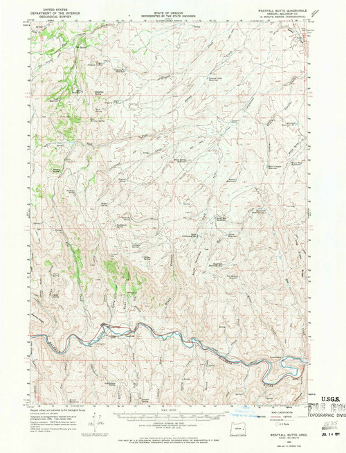 Westfall Butte, Oregon 1966 (1971) USGS Old Topo Map Reprint 15x15 OR Quad 283014