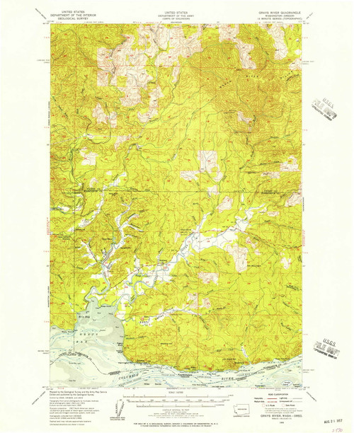 Grays River, Washington 1955 (1957) USGS Old Topo Map Reprint 15x15 OR Quad 241407