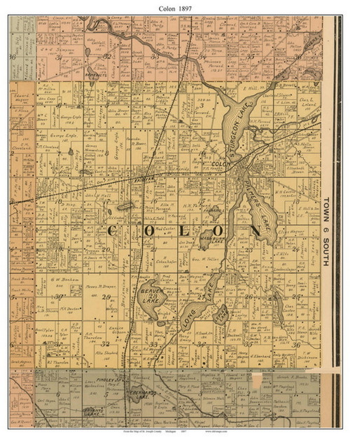 Colon, Michigan 1897 Old Town Map Custom Print - St. Joseph Co.